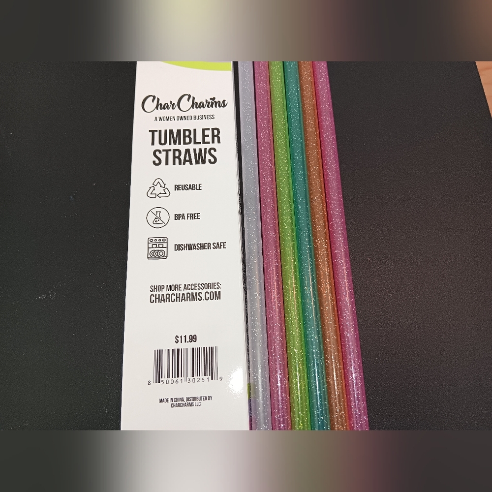 Glitter Tumbler Straws - 6 Pack Dishwasher Safe - Picture 3 of 4